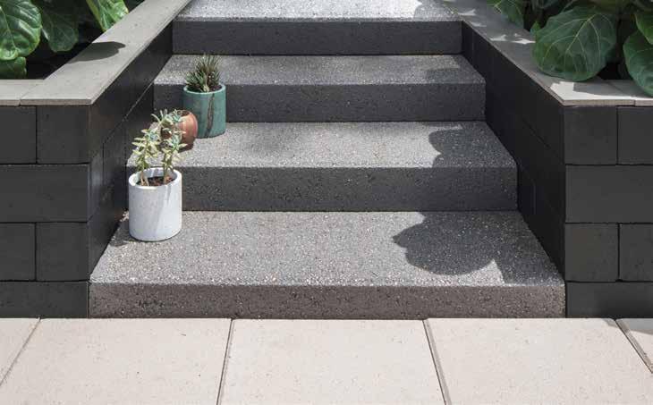 EASY STEP VISUALLY PLEASING RECOMMENDED USE A solid masonry step, with a premium textured finish. Available in 2 modern colours.