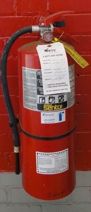 Inspecting Fire Extinguishers Monthly inspection and annual service tags must