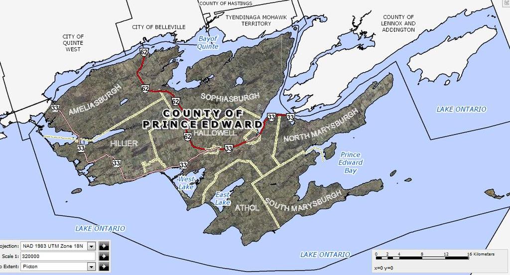 Chapter 1: Introduction Prince Edward County Figure 2: Prince Edward County Source: Prince Edward County online GIS Context and Brief Environmental Profile Prince Edward County (Figure 2) is a