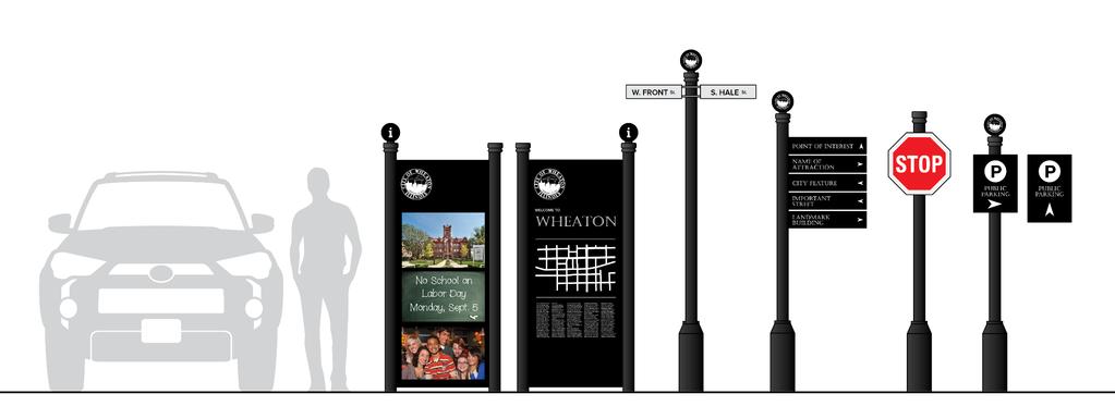 DESIGN DEVELOPMENT WAYFINDING AND SIGNAGE CONCEPT C: CONTEMPORARY UPDATES WITH MIXED TYPOGRAPHY Concept C is easily the most modern or contemporary of all the options presented, using black, square