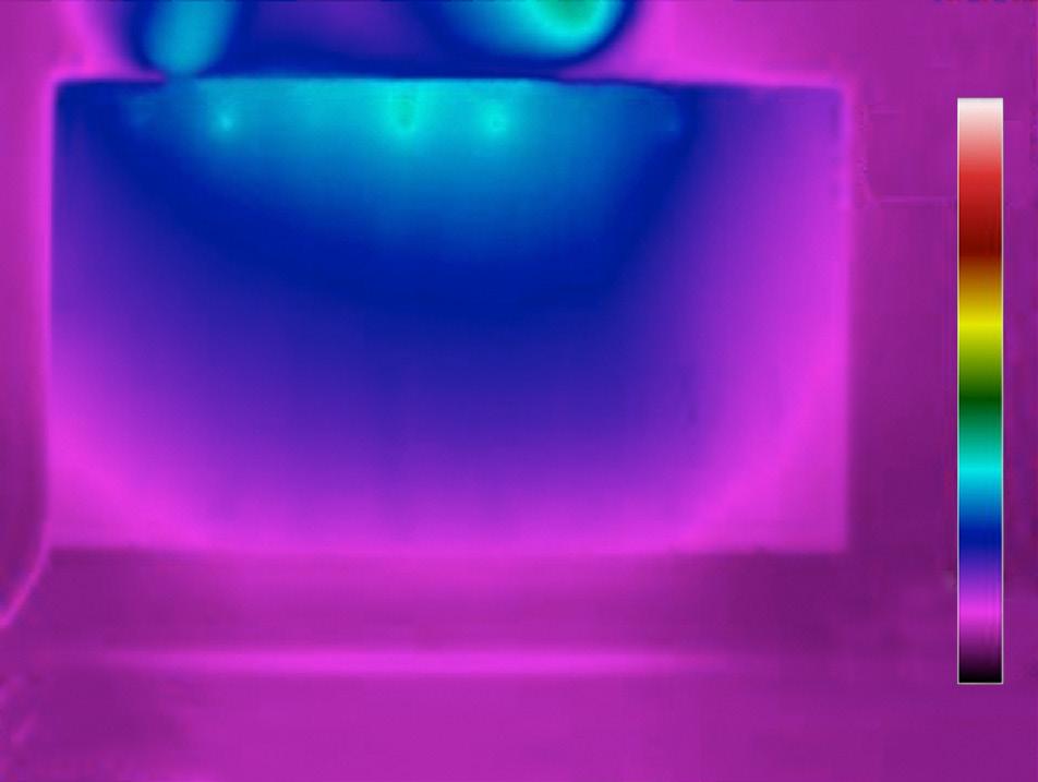 Thermal Imagery Thermal Image A shows the hot airflow (heatstream) from the top of a typical wall-mounted electric convector heater in profile view.