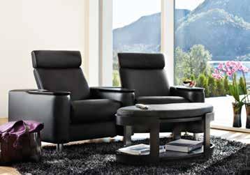 Stressless Pause SCA 121 shown in Paloma Black / Black. Stressless Double ottoman.