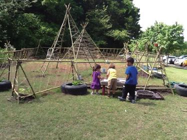 The garden area is used for math and science experiences.
