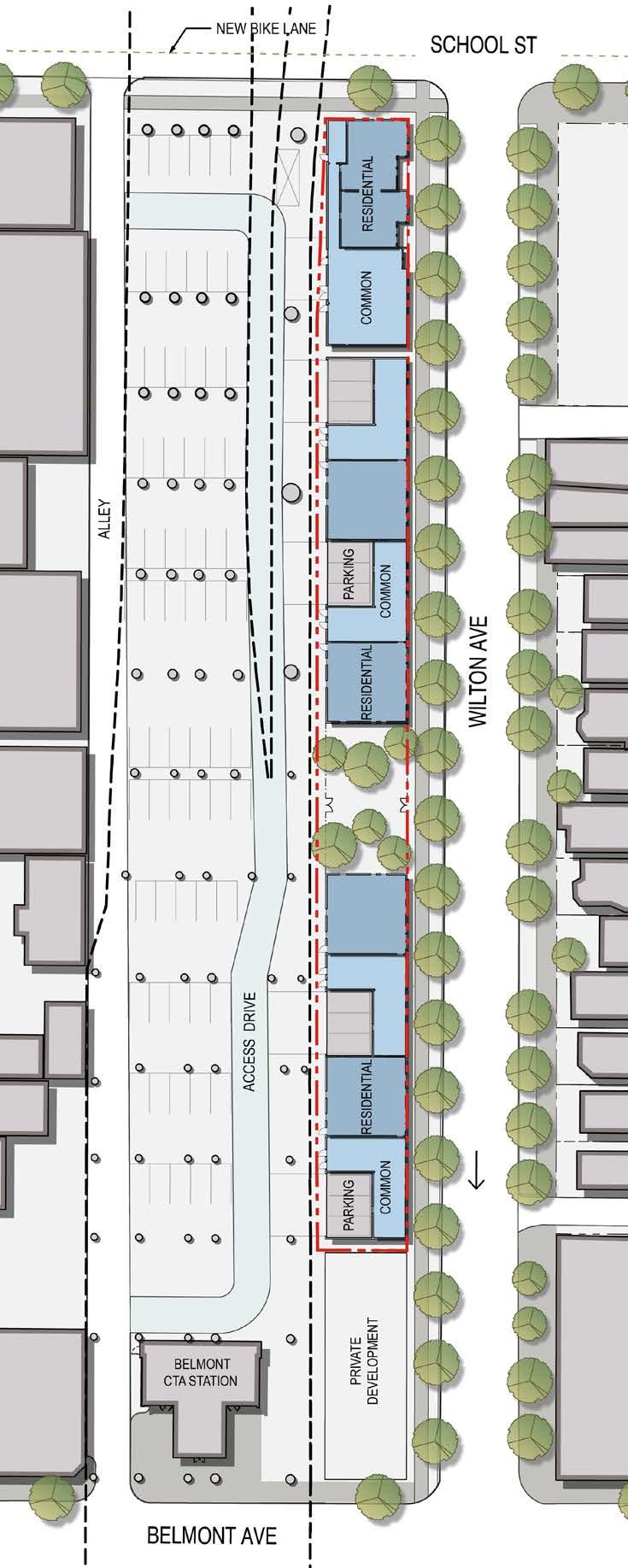 Wilton Site: 20,000 SF Restored parkway On-site parking: 3 spaces for each