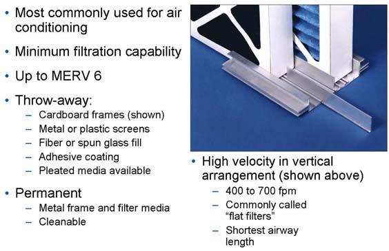 Filter Types and Ratings Driven by market demand for improved indoor air quality, ASHRAE developed a new standard for testing and rating filtration efficiencies.