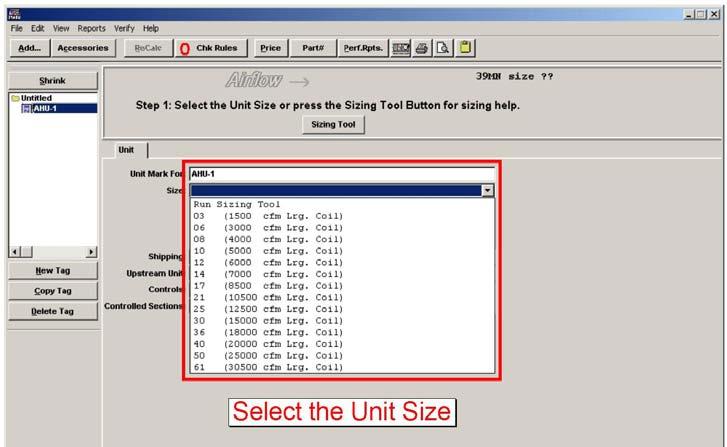 Air Handler Selection Example As mentioned previously, most manufacturers offer selection software for their standard central station product lines to facilitate layout, selection and ordering of the