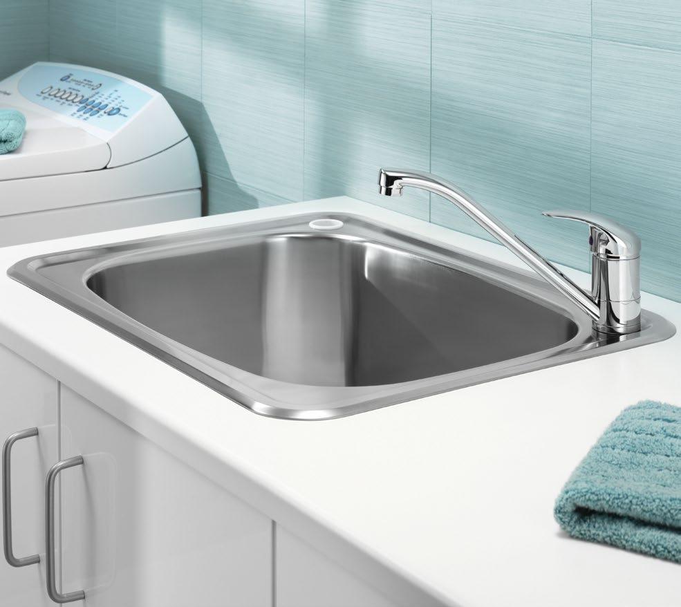 Products Featured: Single 45L Flushline Tub (standard with by-pass) with Caroma Acqua Sink Mixer Optional Accessories CONCEALED BY-PASS KIT Hide your washing machine by-pass hose under the bench for