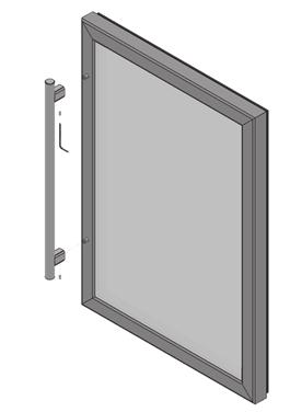 Align the stainless steel handle door handle with the mounting studs.