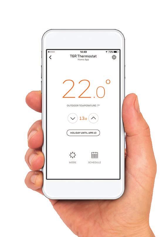 Built-in Wi-Fi, control remotely via Honeywell Home app Touchscreen Works with T6 Smart Thermostat T6R Wireless Smart Thermostat Smart features The thermostat knows how long it takes to get your home