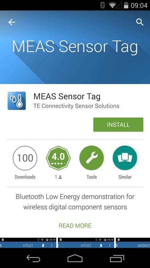 1 INSTALLATION 1.1 Prerequisite MEAS sensor tag Android 4.3+ device 1.