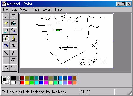6 pav. Programa Paint Naudodamiesi Paint lango kairėje esančiomis piešimo priemonėmis ir apačioje esančia spalvų palete nupieškite kuo tikslesnį savo portretą.
