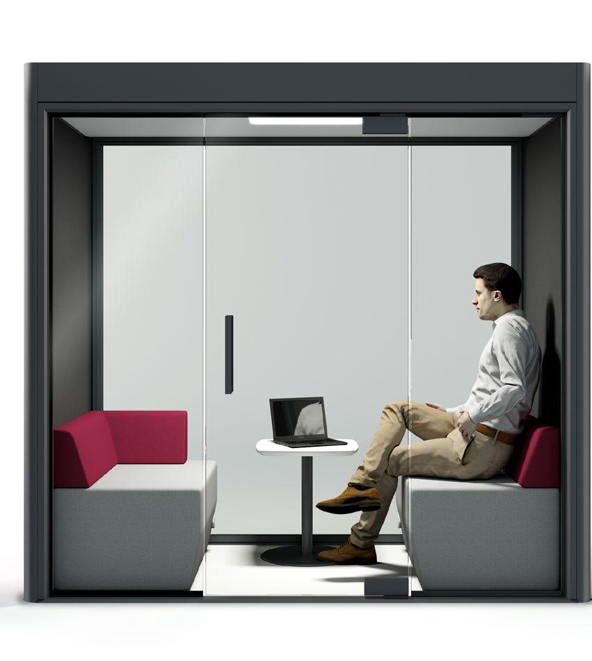 Spacio LP Spacio Lounge Pod is a two person privacy meeting pod for escaping the office noise and holding small informal meeting.