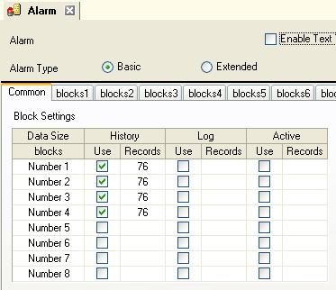 Let s Display Alarm History <Practice Screen> <Completed Screen> [Setup Procedure]. Open the Alarm settings window. 2. Register monitor addresses and messages. 3.