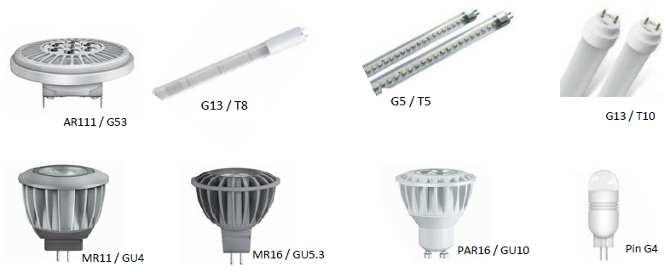 Types of LED Lamps (1/2) LED Lamp Pin Base LED