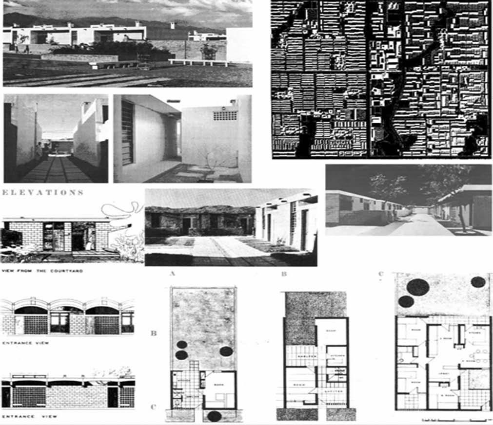 Figure 5: Model of the G-6 sector, Design of House type, and views of newly constructed houses 1.