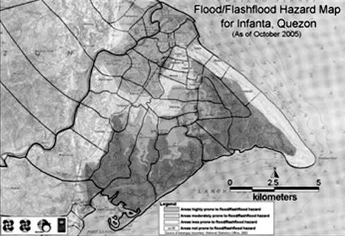 Figure 15: Flood/Flashflood Hazard Map of Infanta as one of the outcome of the studies after the 2004 flashflood.