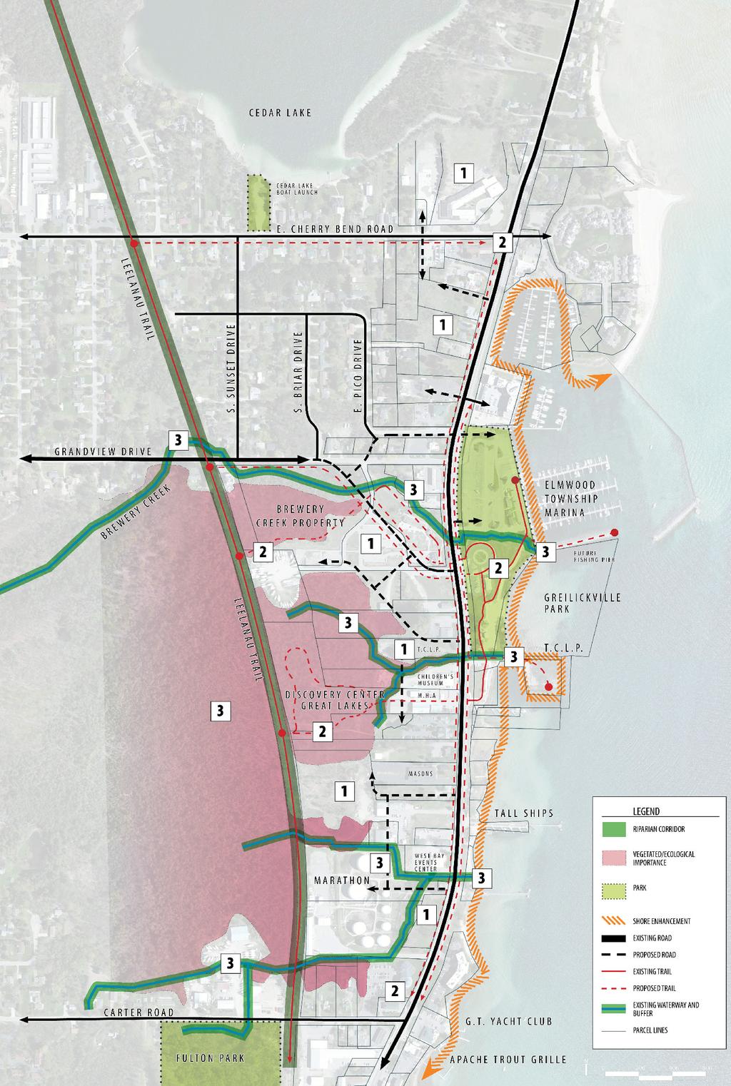 waterfront commercial corridor Adopted site planning principles that