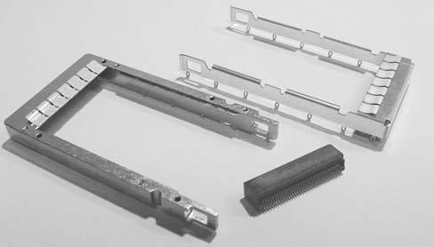 Subhead X2 Guide (Continued) Rail Product Facts Fully supports X2 MSA Used in conjunction with 70 position SMT connector RoHS Compliant Offers full metal EMI shielding to contact X2 compliant module