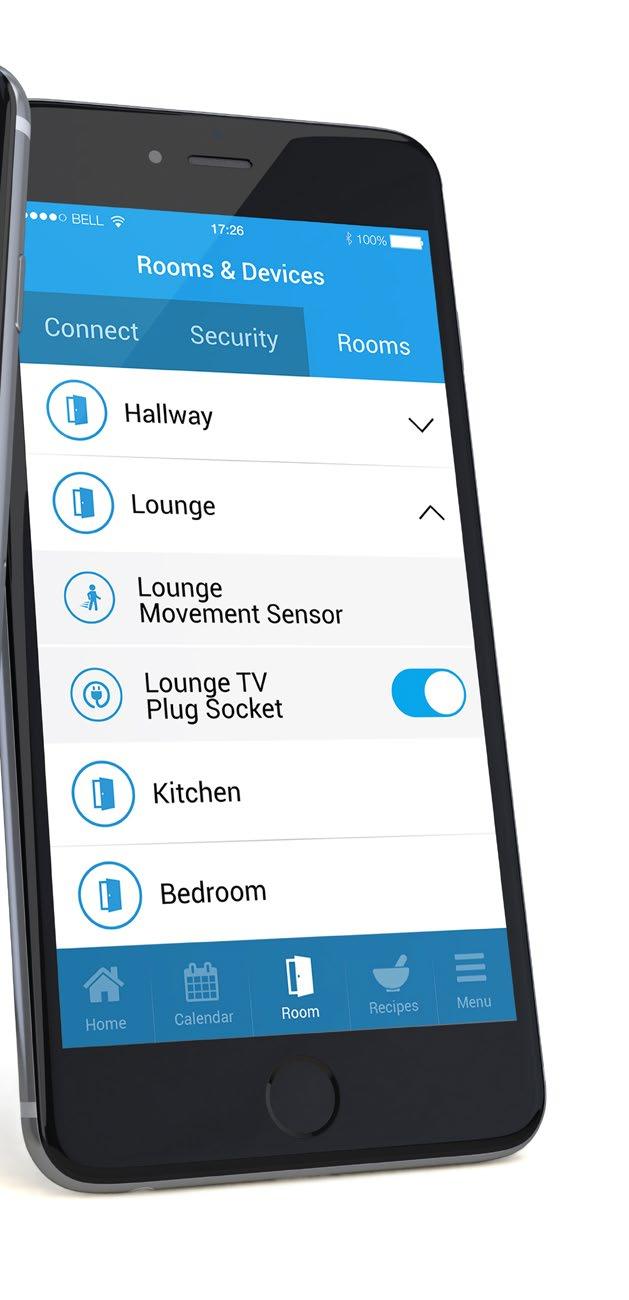 Rooms Devices are allocated to rooms within the Texecom Connect App, which makes locating devices and creating home automation recipes from multiple devices in a room easy and intuitive.