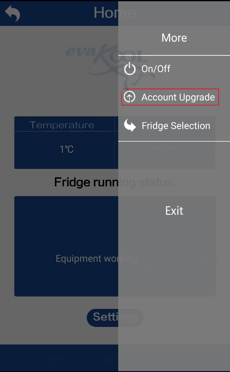 HOW TO ACCESS THE TEMPERATURE AND VOLTAGE CONTROL FEATURES OF THE EVAKOOL APP 1. Open the Evakool app, select your fridge and login using the steps starting on page 5. 2.