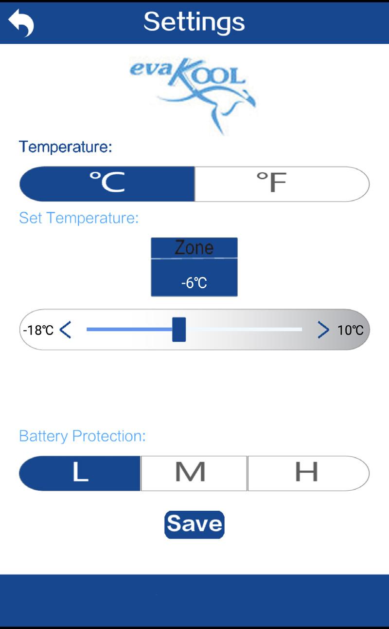 4. To control the temperature, press the settings button and then select settings from this menu.