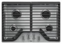 5K 5K White (W) Black (B) Stainless Steel (S) 30" Cooktop WCG51US0D CompleteClean system Dishwasher-safe knobs Sealed burners Upswept SpillGuard cooktop HeatRight system 5,000 BTU AccuSimmer burner