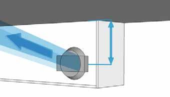 avoid placing the unit too close to air transfer doors. L > 50 cm L > 50 cm H > 1.80 m L > 10 cm H > 10 cm Location of the exhaust units.