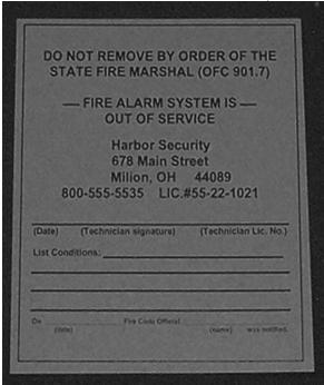 When a fire alarm system is out of service, -2007, section 4.6.