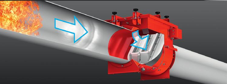 patented ProFlap back pressure flap prevents the spread of explosion pressure and flames into other areas.