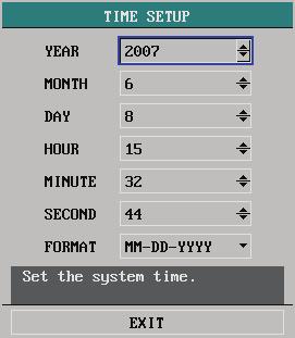 4.4.3 Time Setup Select TIME SETUP>> in SYSTEM SETUP menu. The following menu appears.