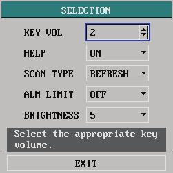 4.5 Selection Setup Select SELECTION>> in SYSTEM MENU. The following menu appears.