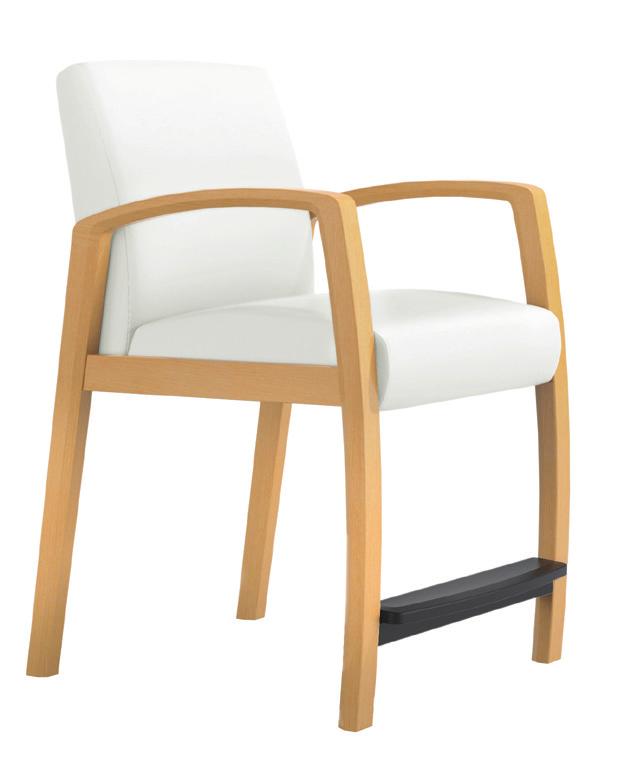 AVIERA HIP CHAIR The stylish Aviera hip chair can be specified with maple, beech or metal arms and frames. The 21 wide seat is 24.5 inches from the floor and includes an elevated, non-slip footrest.