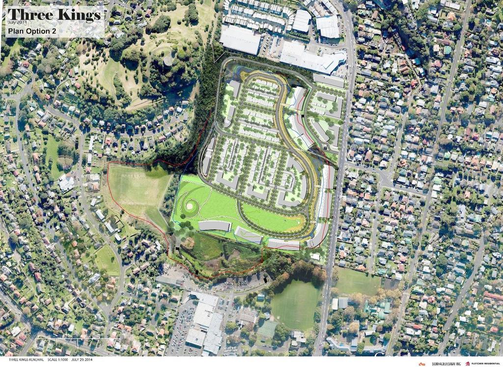 Diagram 4 illustrates the master plan for this area proposed by Fletcher Residential. Diagram 4 Fletcher Residential Three Kings Master Plan 8.