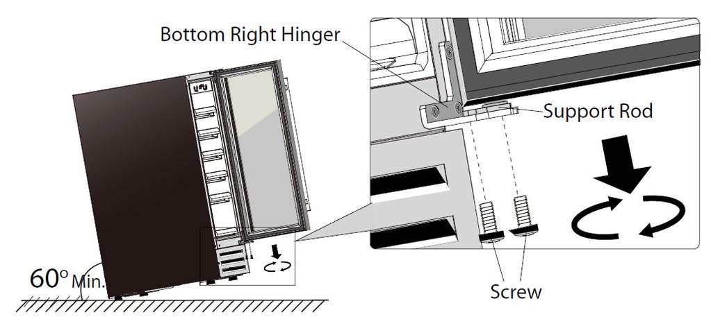 REVERSE THE DOOR SWING FOR BUILT-UNDER SERIES Remarks: Reversing the door is only available for a unit with 870mm height, and with control panel inside the cabinet.