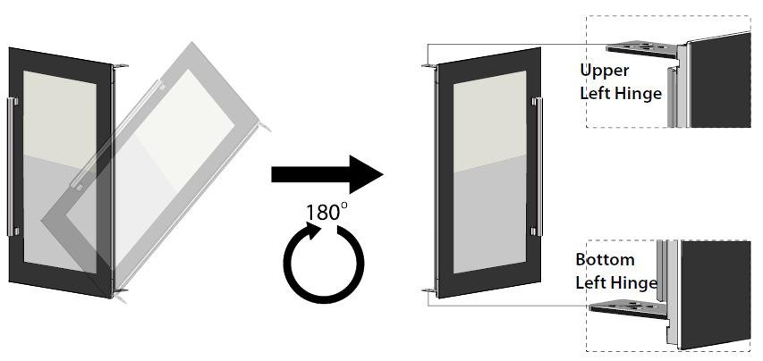 FOR BUILT-IN-COLUMN SERIES Remarks: Reversible door is only available for a unit with control panel inside the cabinet. This instruction is based on a unit with Right Door Hinge installed already.