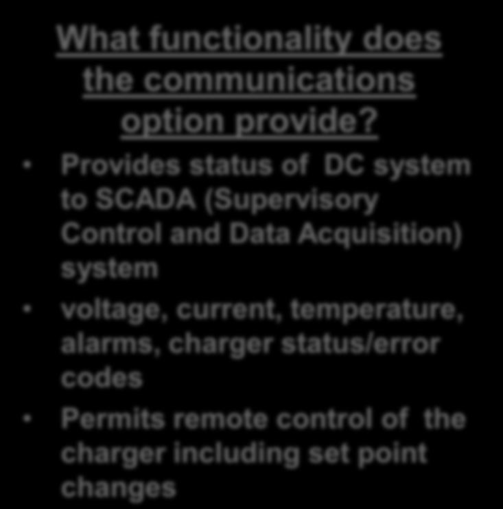 Battery Charger Communications What functionality does the communications