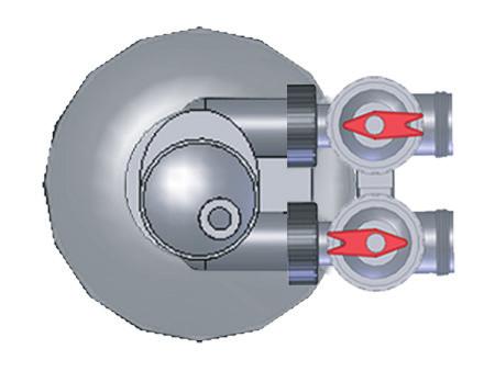 A dual-union ball-valve is used on the inlet and outlet to isolate the tank for servicing. The ScaleSolver unit operates in the UPFLOW mode which is opposite of a conventional softener.