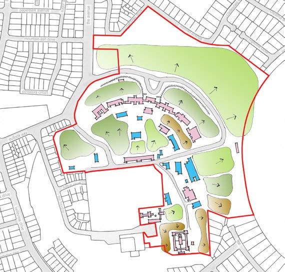 At Jacksons Hill, the urban design principles considered for a master plan include the structures (how the site is physically laid out), connections (routes of movements and networks), accessibility,