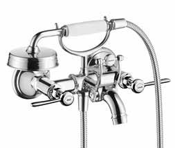 bathtub Wall-Mounted Tub Filler with Cross Handles (Includes AXOR Montreux 1-Jet Handshower, 2.