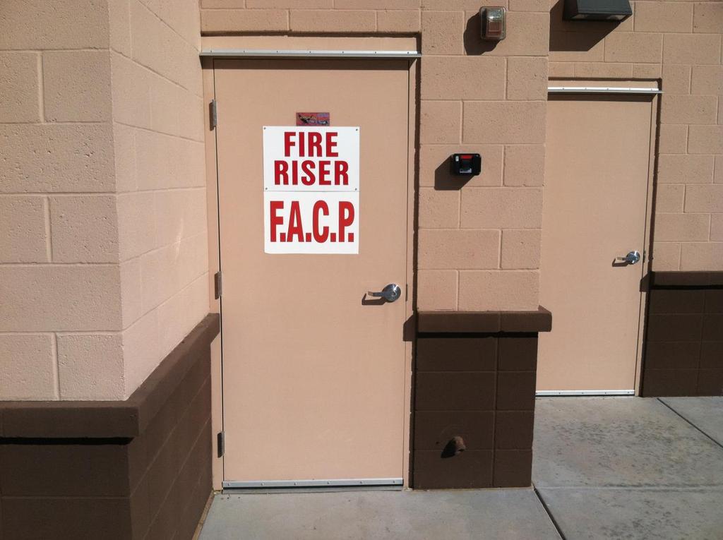 Fire Pumps and Fire Riser Rooms. Fire pump and automatic sprinkler system riser rooms shall be located in a dedicated room and have a door directly accessible from the exterior of the building.