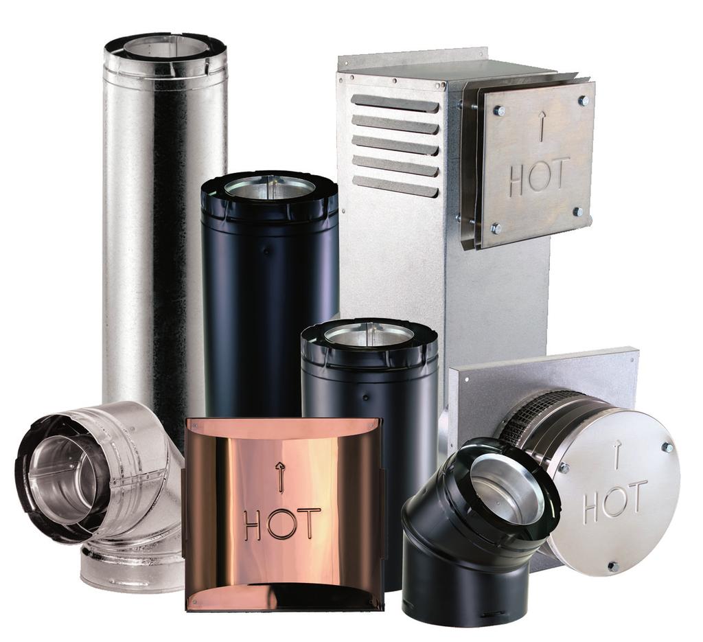 Outer pipe brings combustion air to the appliance. Inner pipe exhausts flue gases to the outside. Gaskets or sealants not required (unless specified by the appliance manufacturer).