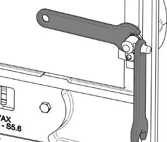 2 To complete this operation: Open the door to give access to the fixed part of the door hinge as shown.