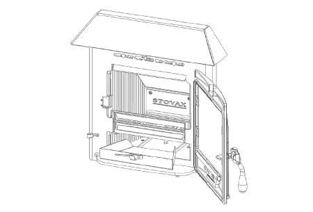 USER INSTRUCTIONS 7. ASH REMOVAL Do not allow ash to build up in the appliance as it will not burn properly and may cause damage. 7.1 Wood 10 Open doors and remove ashpan using tool provided (see Diagram 10).