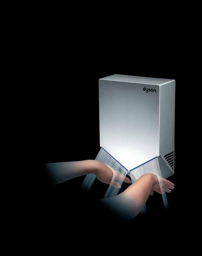 Concentrated Airblade technology. Slim and compact profile. Takes up less space The Dyson Airblade V hand dryer has a slim profile that protrudes just 10 centimetres from the wall.