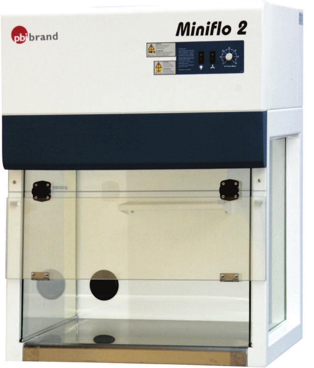 MINIFLO DUE - TYPE 60 COMPACT VERTICAL LAMINAR FLOW CABINET DESIGNED FOR MICROBIOLOGICAL AND PCR PROCEDURES A very compact size (footprint 73x61 cm), for small laboratory or dedicated product