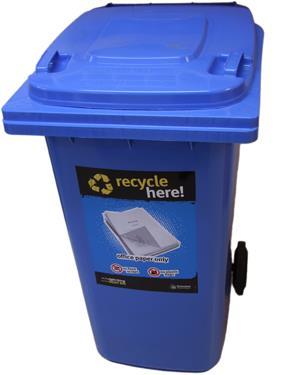 Paper recycling bins are located in most buildings on campus, usually in print rooms or common areas. Most staff also have a blue paper recycling eco bin located under their desk.