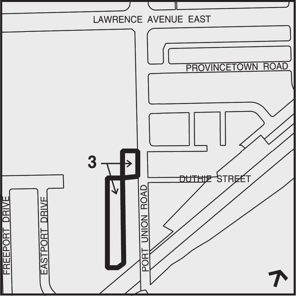 Lands South of Lawrence Avenue, West of Port Union Road and Park to the South For the lands shown as 3 on Map 4-: a) hotels, offices, retail and service uses including restaurants, craft