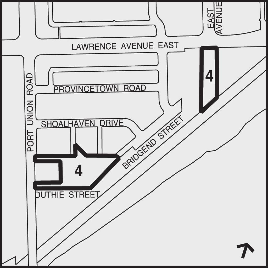 4. Lands Along Lawrence Avenue and Lands South of Lawrence Avenue on Port Union Road Site Plan Control will apply to the lands shown as 4 on