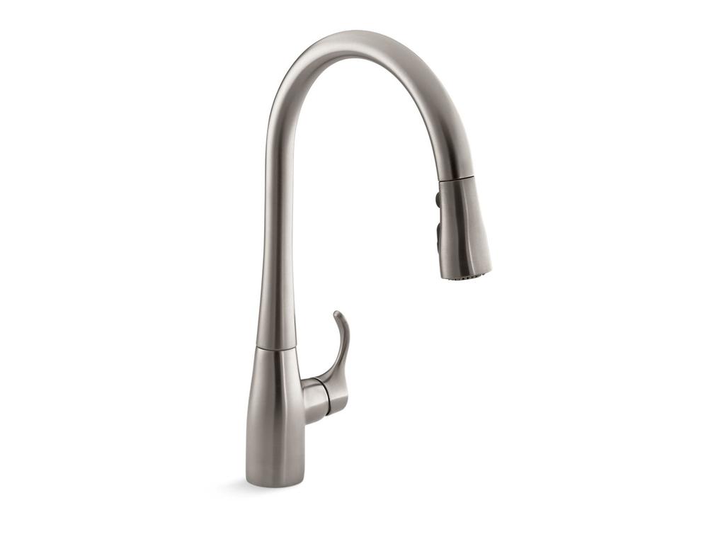 Kitchen Faucets SKU: 596-CP Simplice(R) single-hole or three-hole kitchen sink.