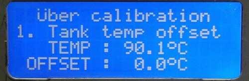 Calibration Options their Description and Default values. Screen view Options 1-9 Description Sets offset value for tank temperature sensor.